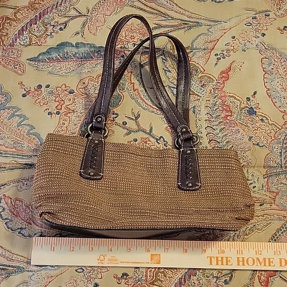 Fossil Bag Genuine Classic 1954 Vintage Bag Small Woven Brown Leather Trim - Picture 9 of 15